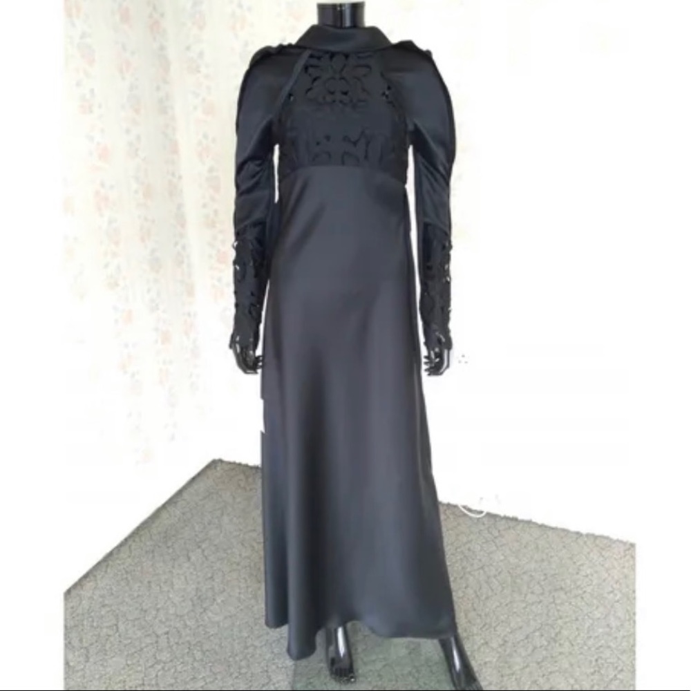 Self Portrait Black Satin Lace Dress New with Tags